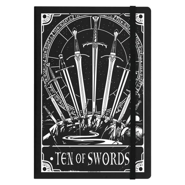 Deadly Tarot Ti af sværd A5 Hard Cover Notebook Black One Size
