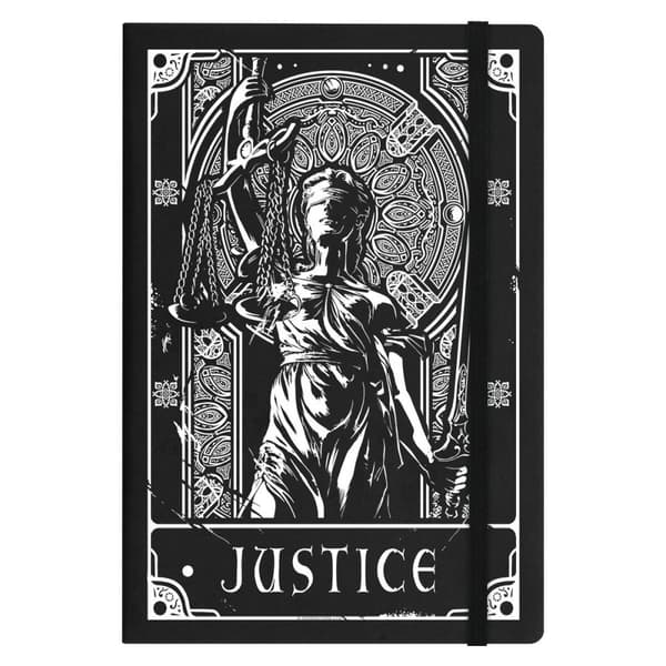 Deadly Tarot Justice A5 Hard Cover Notebook Black One Size