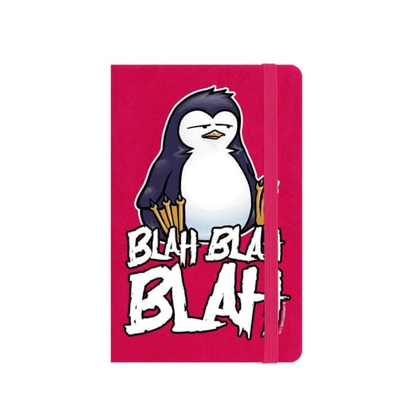 Psycho Penguin Blah Blah Blah A6 Hard Cover Notebook Pink One Size