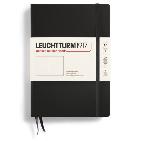 Notatbok A5 Hard Ulinjet Svart Leuchtturm1917