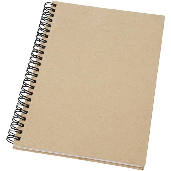 Noteringsbok med spiral, A5, ark 148x210 mm, 60 g, brun, 1 stk.