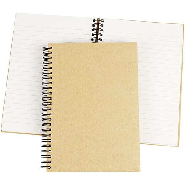 Noteringsbok med spiral, A5, ark 148x210 mm, 60 g, brun, 1 stk.