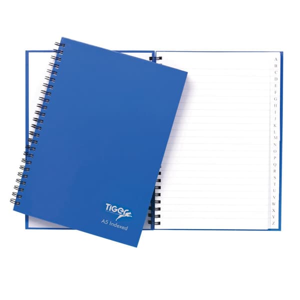 Tiger Stationery 72 ark Twin Wire-indekseret notesbog med dobbelt tråd Blue A4
