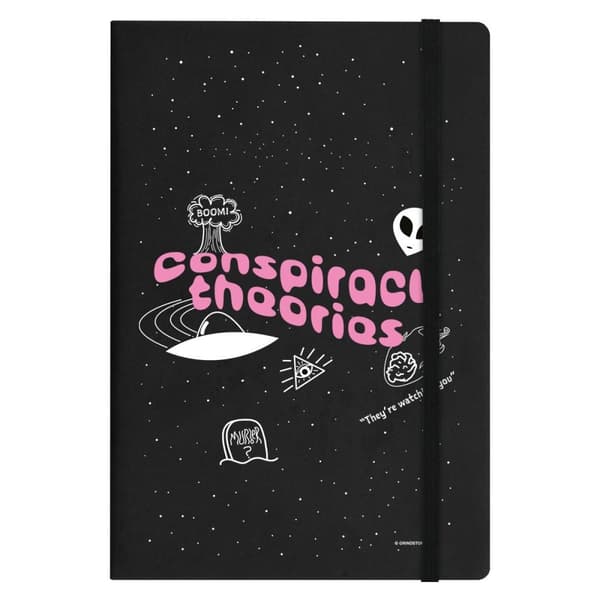 Grindstore Konspirationsteorier A5 notesbog Black/White/Pink A5