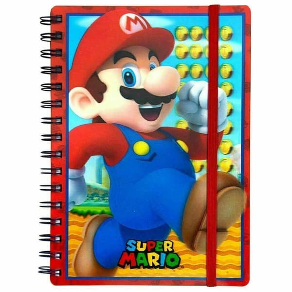 Super Mario 3D A5 trådbunden anteckningsbok Red/Blue/Yellow One Size