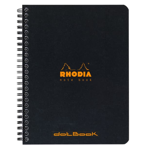 Kierrevihko Musta A5+ Viivoitettu Rhodia
