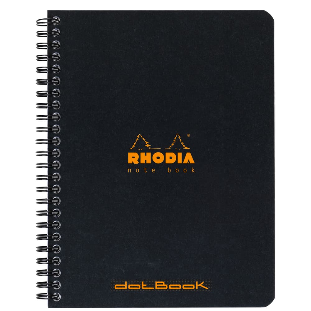 Spiralblock Svart A5+ Prickat Rhodia