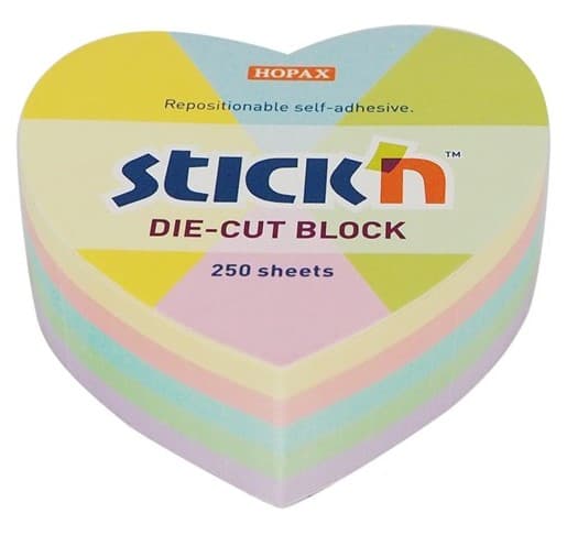 Notisblock Pastell  Hjärta 64x67 mm Stick'n
