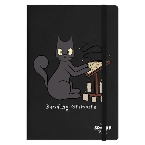 Spooky Cat Læse-grimoire A5 notesbog Black/Grey/Brown One Size