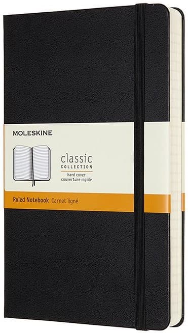 Classic Hard Expanded Linjerad Large Black Moleskine