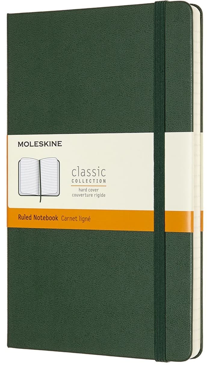 Classic Hard Linjerad Large Myrtle Green Moleskine