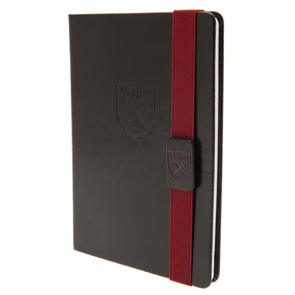 West Ham United FC Premium Banded Faux Leather Notebook Maroon/Black One Size