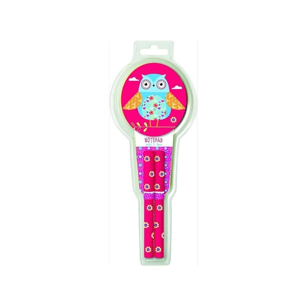 Alannahs Ugle notesblok og pen Pink/Blue/Yellow One Size