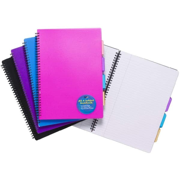 Tiger Stationery Ringindbundne emnehæfter Black/Purple/Pink/Purple A4