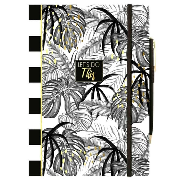 The Design Group Tropical Palm A5 Notebook & Pen White/Black/Gold One Size