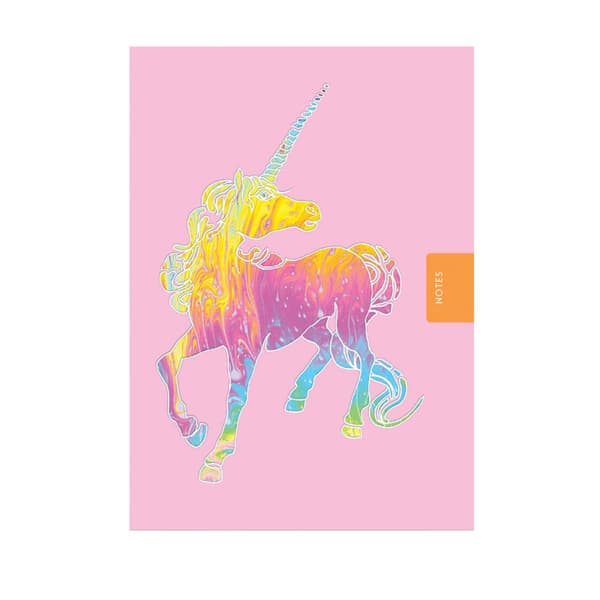 Deckled Edge Mythical Unicorn Notebook Pink/Purple/Yellow A6