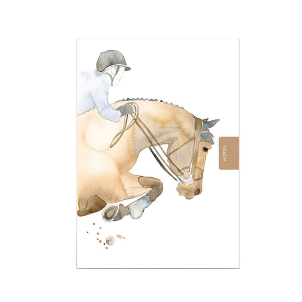 Deckled Edge Jumping Horse Notebook White/Brown/Grey A6
