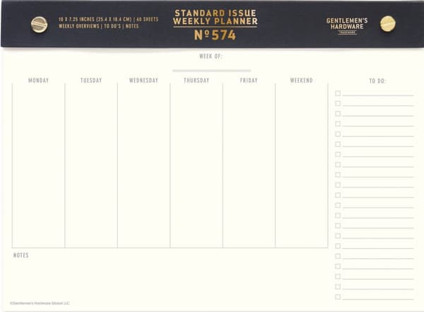 Ukesplanlegger Standard Issue, 60 ark, Gentlemen's Hardware