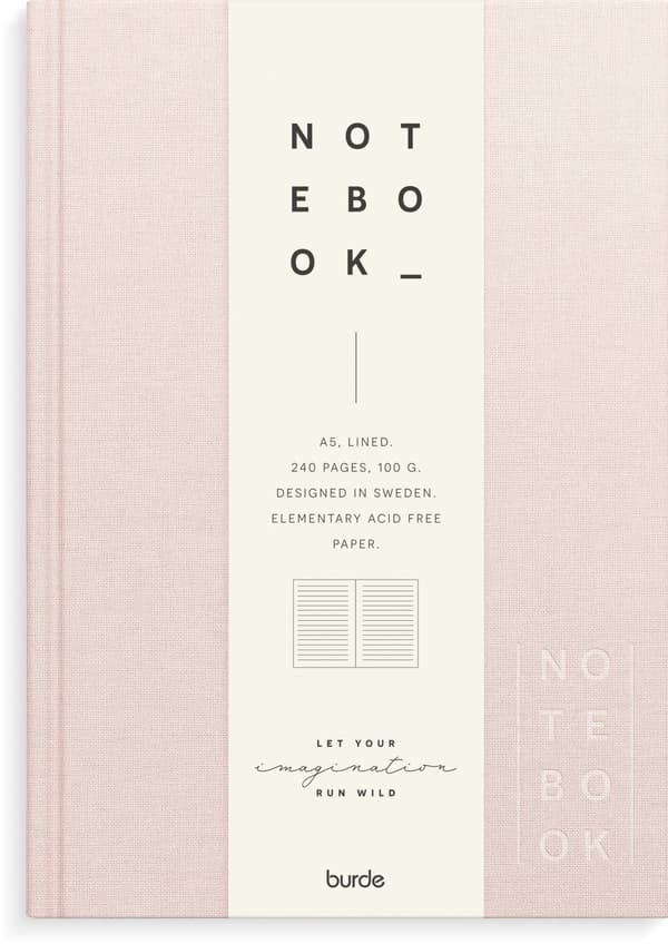 Notatbok A5 Rosa tekstil, Linjert, Burde