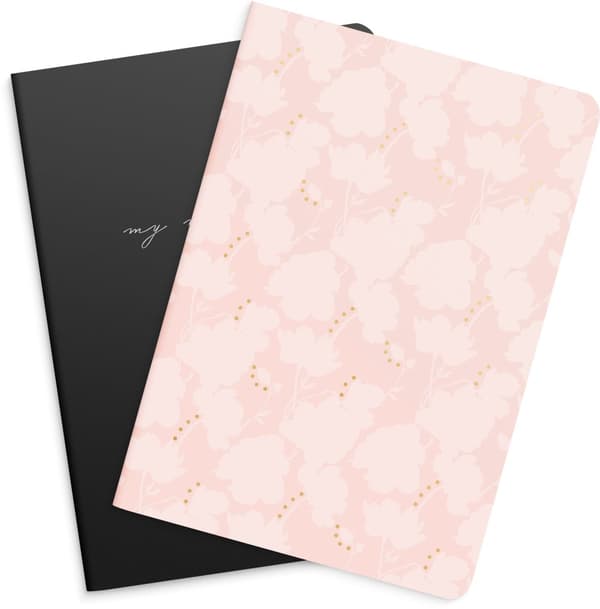 Anteckningsblock A5 Flower & Notes, Linjerad, 2 pack, Burde