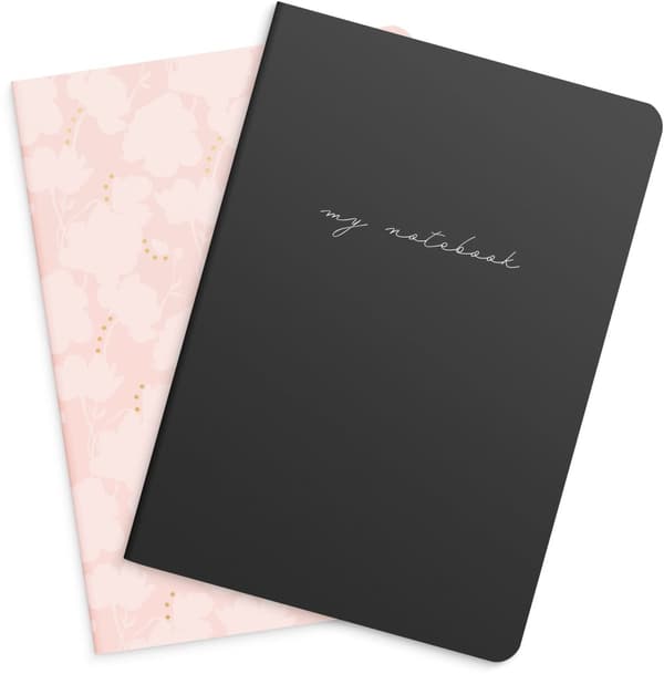 Notatblokk A5 Flower & Notes, Linjert, 2-pakning, Burde