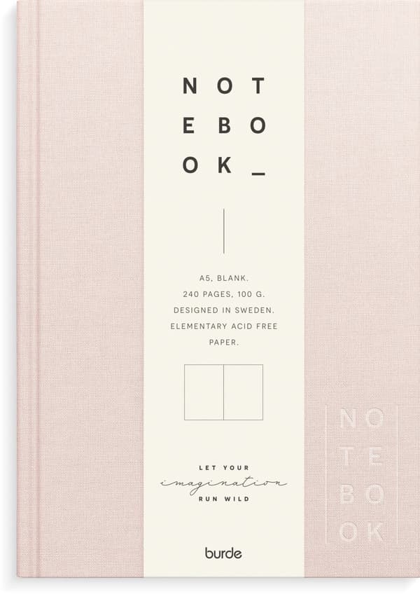 Notatbok A5 Rosa tekstil, Ulinjert, Burde
