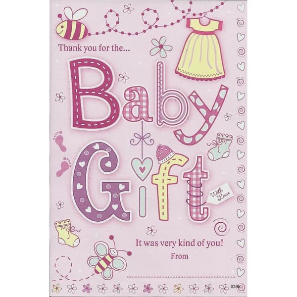 Baby Gift Thank You Card Pink One Size