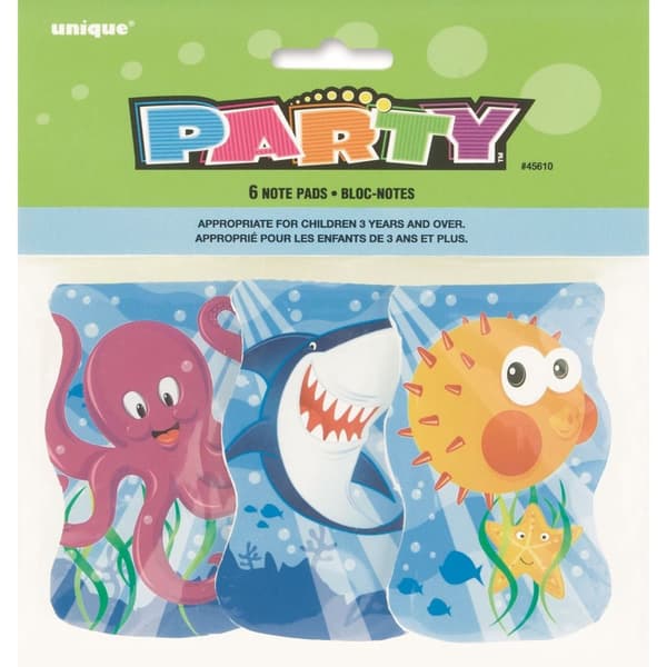 Unique Party Shark Notepad (Pack of 6) Blue/Yellow/Pink One Size