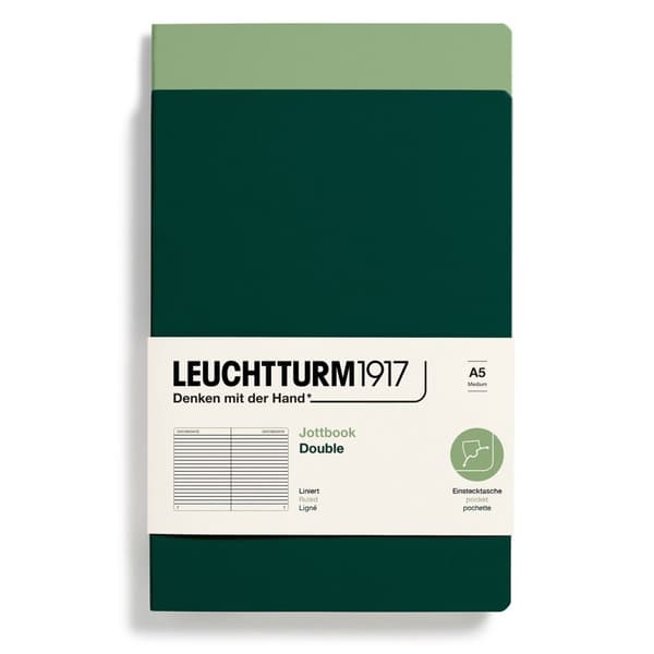 Skrivhäfte A5 2-p Linjerad Sage/Forest Green Leuchtturm1917