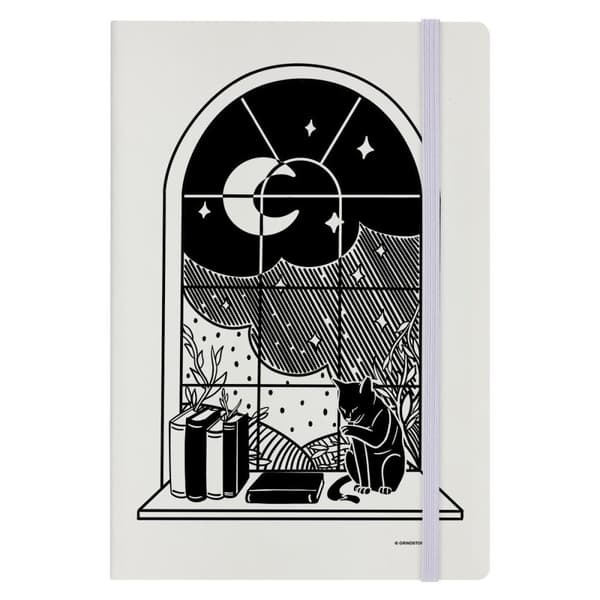 Grindstore Moon Familiar Anteckningsbok A5 med hård pärm Cream/Black One Size