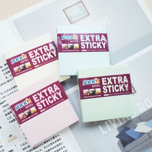 Notisblock Extra Sticky Pastell 76x76 90 blad 6-pack