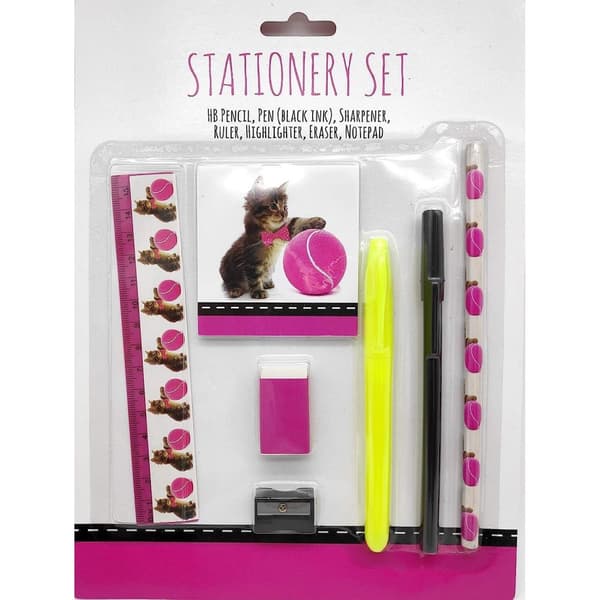 Anker Kitten Stationery Set Pink/Black/White One Size