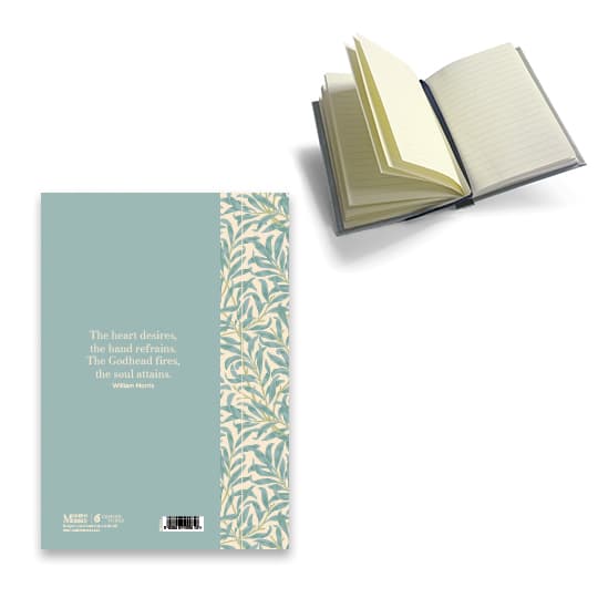 Notatbok Hardcover A6 William Morris Modern Willow Bough Turkis Linjert