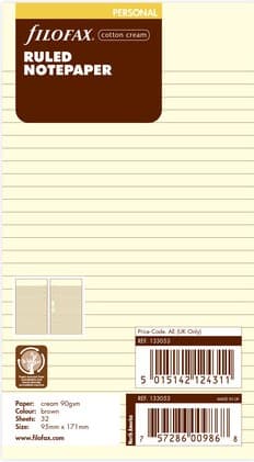 Notatblad Personal Linjert Crème Filofax