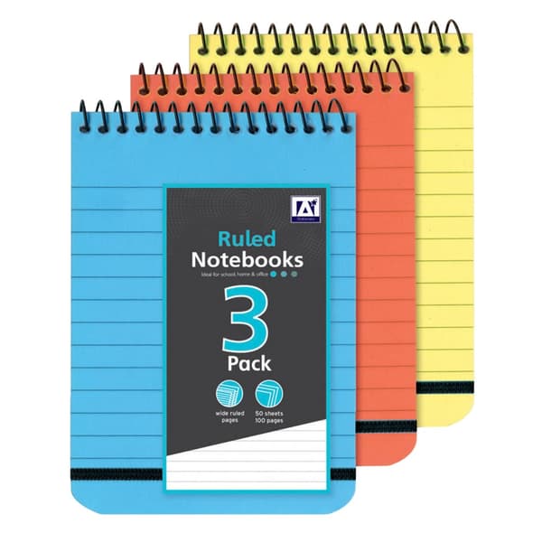 Anker Wide Paper Notepad (Pack of 3) Blue/Orange/Yellow One Size