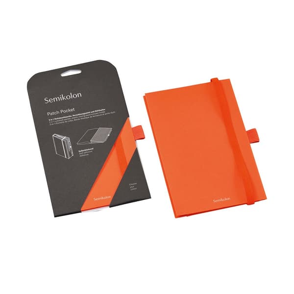 Oppbevaringslomme med elastisk bånd og pennholder - Patch Pocket Orange Semikolon
