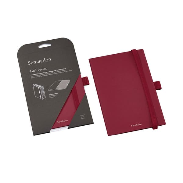 Oppbevaringslomme med elastisk bånd og pennholder - Patch Pocket Burgundy Semikolon