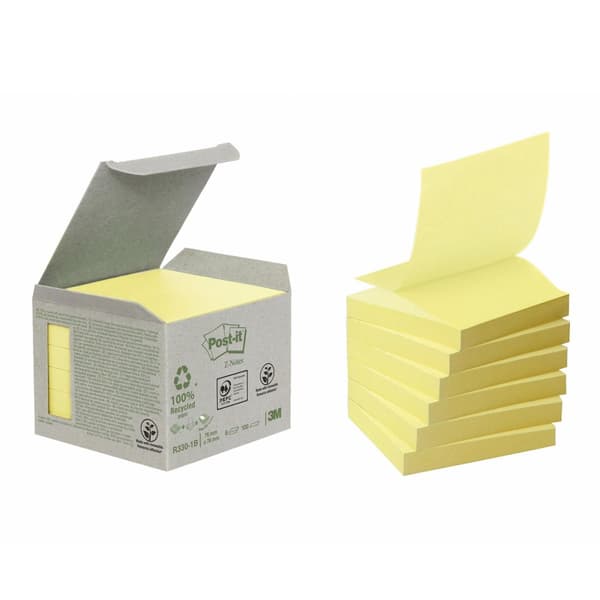 Notes POST-IT Z-block 76x76mm gul 6/fp