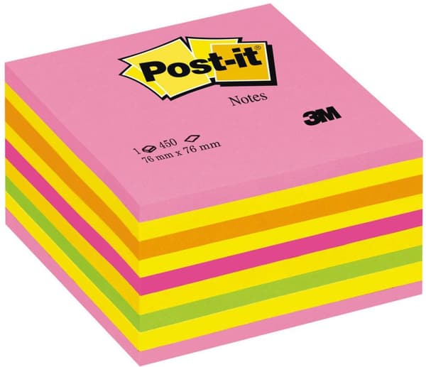 Notes POST-IT kub 76x76 neonfärger
