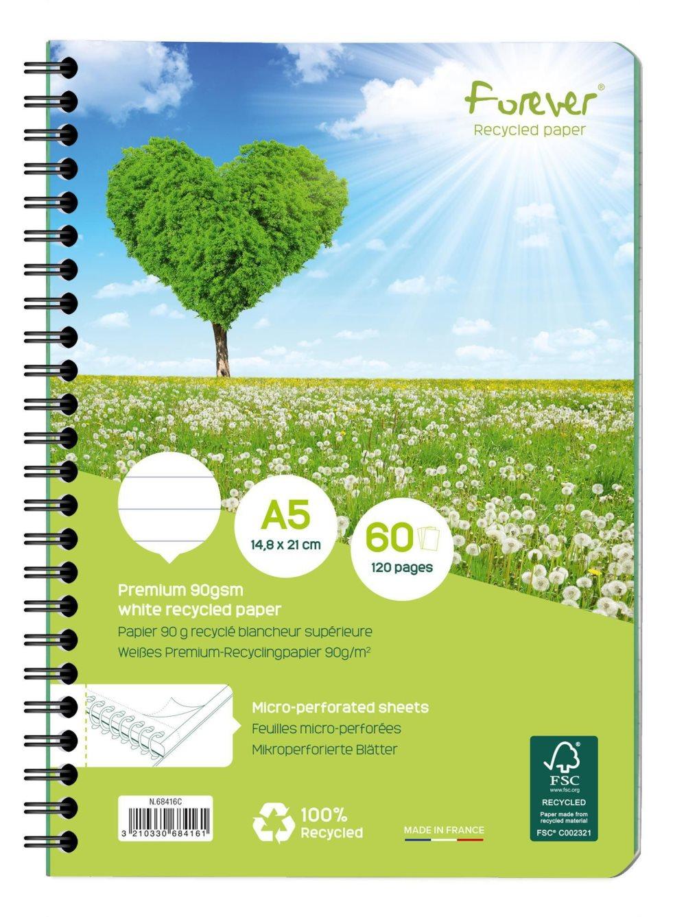 Anteckningsblock FOREVER A5 grön linj 5st