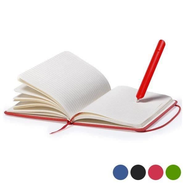 Anteckningsblock i syntetiskt läder med inbyggd penna (80 sektioner) - Färg Notebook - Svart