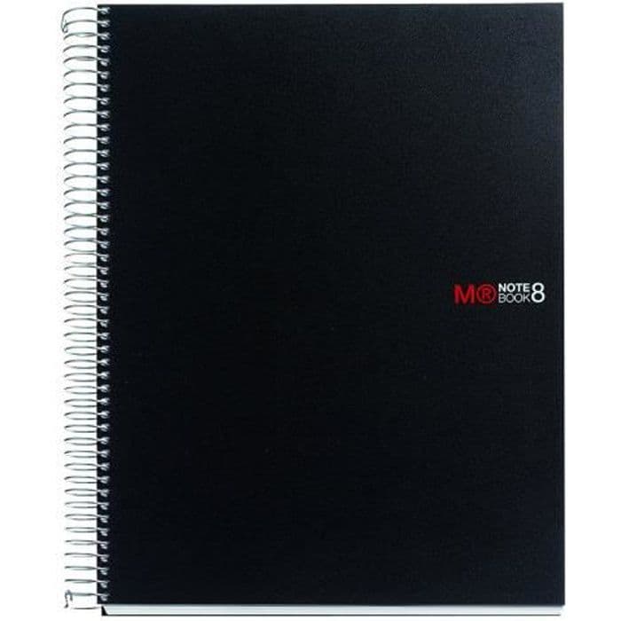 Miquelrius 8 Basic Notebook spiralbindning A5 200 ark - 400 sidor små rutor svart polypropen (PP)