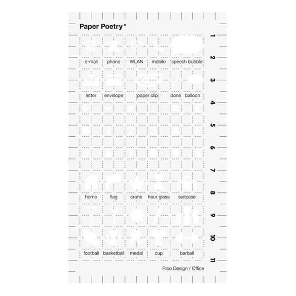 Kontorsikoner bullet journal stencil 12 x 7 cm