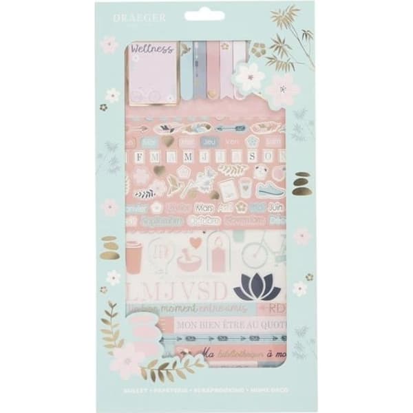 Kit för dekorering av Bullet Journal - Draeger Paris - Välbefinnande - Klistermärken - Klisterlappar - Schabloner