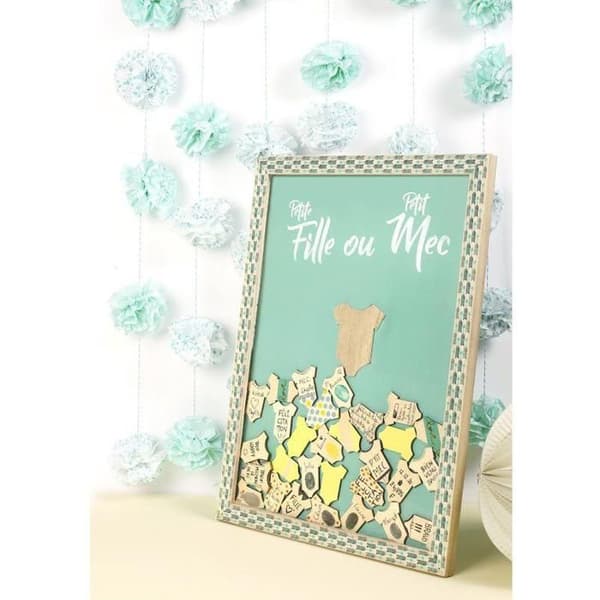 Gästbok - Trä - Ram 30x42 cm - 80 bodys - Religiös ceremoni - Blandat