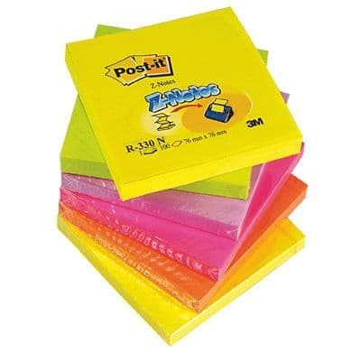 Post it z-note 76x76mm 100 ark Set med 6 block