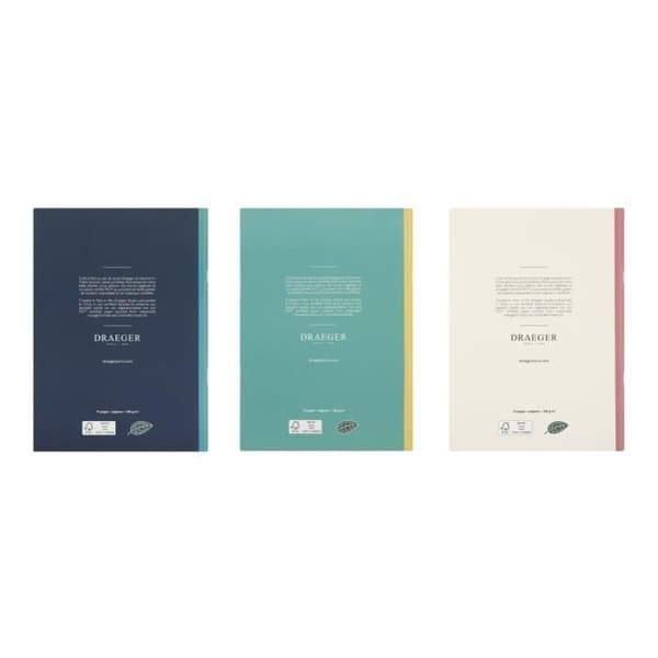 A5 Linjerade Anteckningsböcker - Draeger Paris - Paket med 3 - Mjukt omslag - FSC®-certifierat papper - Växtbaserade färger
