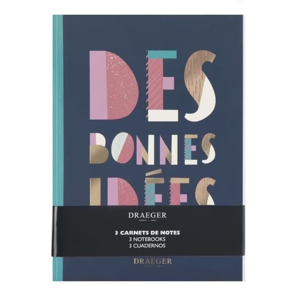 A5 Linjerade Anteckningsböcker - Draeger Paris - Paket med 3 - Mjukt omslag - FSC®-certifierat papper - Växtbaserade färger