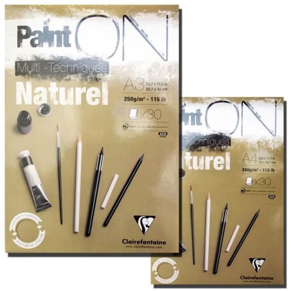Bloc A5 Målarpapper Natur - Clairefontaine - 40 ark - 250G - 14.8 x 21 cm - Naturlig beige