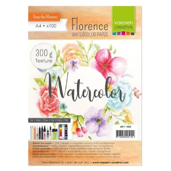 Block av strukturerat akvarellpapper 300 gr/m A4 100 ark